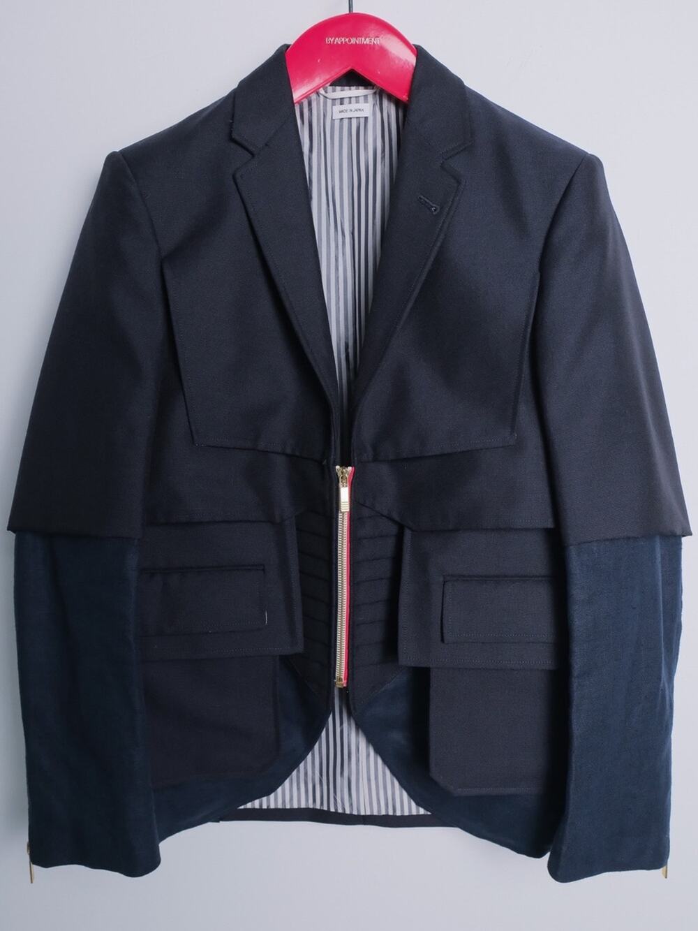 Thom Browne Navy & Dark Blue Two-Tone Zip-Front Blazer